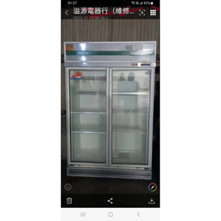 很新，二手中古直立式，營業用，雙門透明玻璃冷藏冰箱，220V，保固3個月