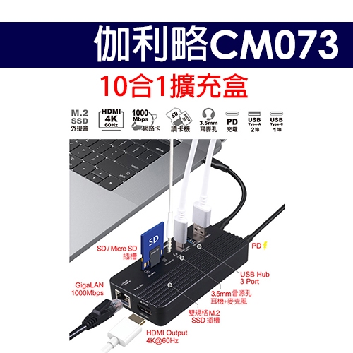 【全新,含稅可開統編】伽利略 CM073 USB Type-C M.2 雙規 10 in 1 擴充盒