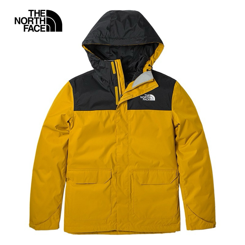 全新品 台灣公司貨 The North Face 北面男款黃色防水透氣可調節衝鋒衣｜497JYQR