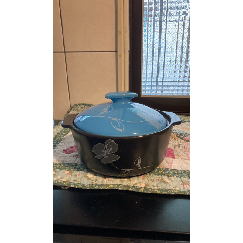 ［二手］藍色韓國製陶鍋附蓋