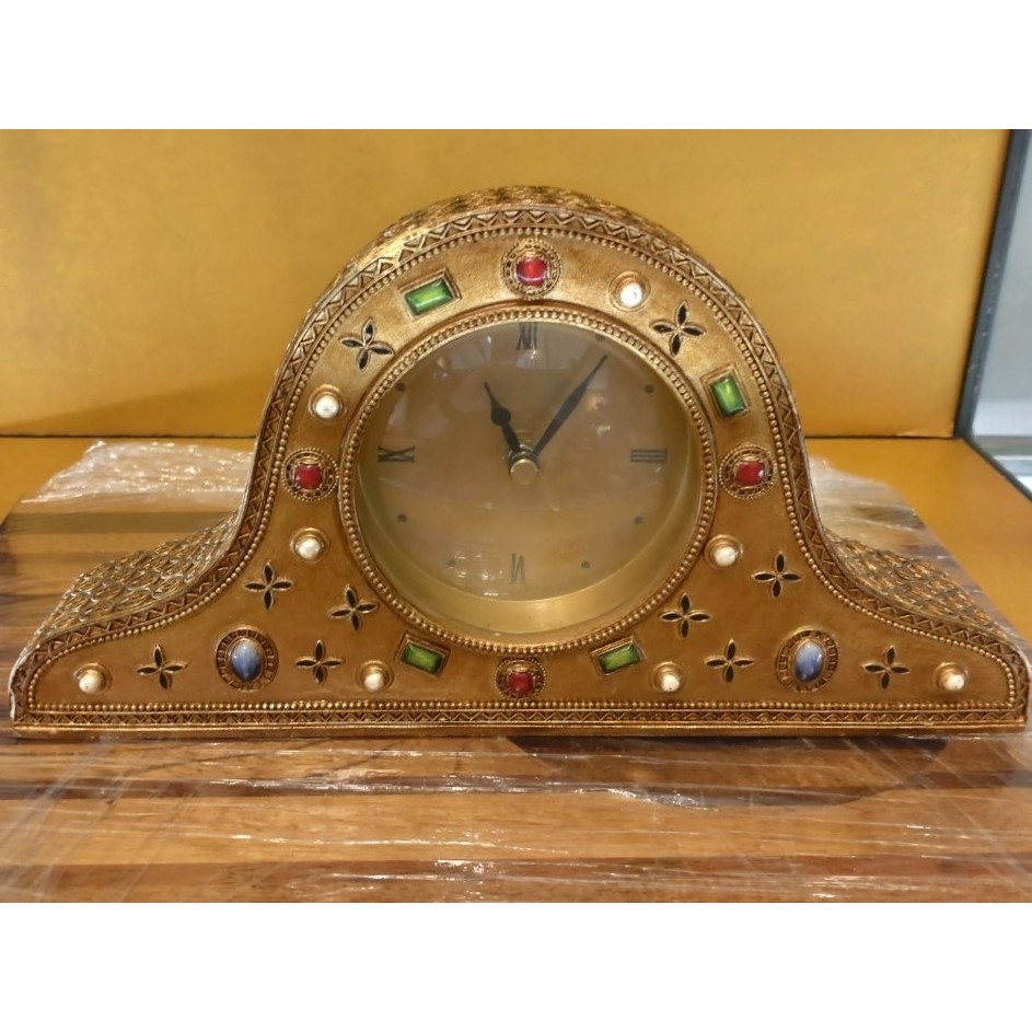 【古物獵藏】歐式古董金漆時鐘，能正常使用，外觀有時代感，適合物收藏或店鋪擺飾及居家裝飾