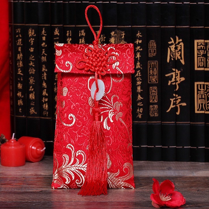 現貨👉中國風錦緞 橫式紅包 可重複使用 布紅包袋 紅包 開運 春聯 紅包袋 過年 新年 造型 銅錢