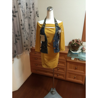 韓版全新時尚小性感合身黃洋裝(#F)~ （VK、poupine、moma、stlu、sisley迷可）