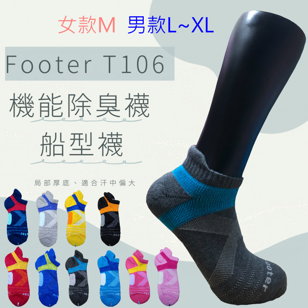 除臭襪 Footer【5件折50元】短襪 T106 M L XL 襪子 運動襪 加大 絨易購 A01