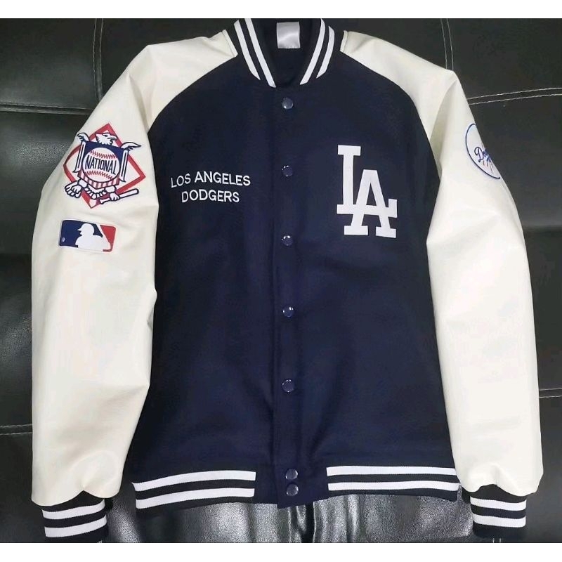 LA Dodgers 洛杉磯 道奇隊 皮革袖 棒球外套 夾克 大谷翔平 嘻哈 饒舌 尺寸XL