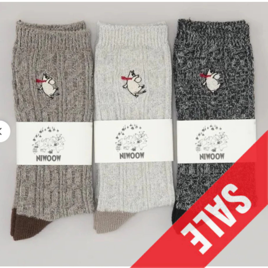 (觀注-20現貨)嚕嚕米 襪子 中筒襪 保暖襪 厚襪子 長襪 Moomin 刺繡   咖 米 黑 勃肯 女兒日貨選品🎎