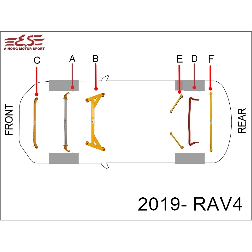 阿宏改裝部品 E.SPRING RAV4 5代 5.5代 引擎室拉桿 井字拉桿 前下拉 後下防傾 6件 3期0利率