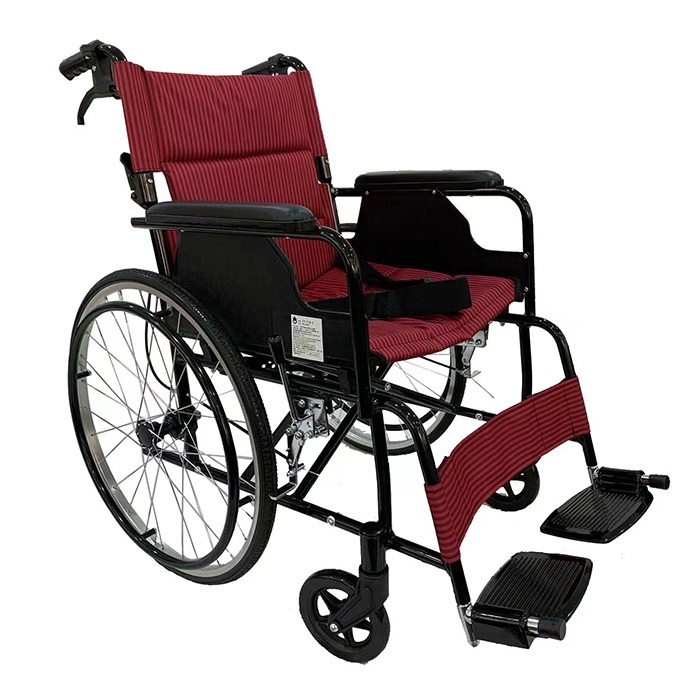 【海夫健康生活館】杏華機械式輪椅(未滅菌) 折背款 鋁合金輪椅 22吋後輪/18吋座寬 輪椅B款 紅色/藍色(F16S)