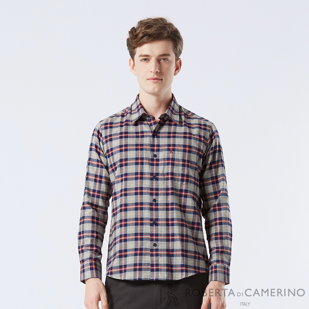 【ROBERTA 諾貝達】男裝 色條組合的長袖襯衫-精緻時尚單品-合身版 RJL72-39