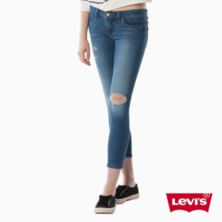 Levis 女款 Revel 七分中腰緊身提臀牛仔褲 淺藍刷色破壞 超彈力塑型 52451-0001