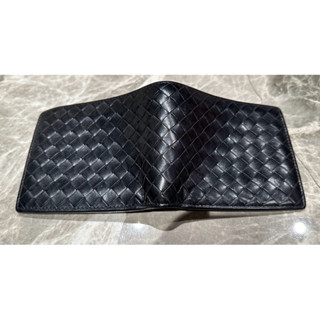 BOTTEGA VENETA BV 編織羊皮摺疊短款錢包皮夾短夾 8卡 男女皆可用 黑色