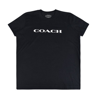 COACH字母LOGO白字設計純棉圓領短袖T恤(女款/黑)
