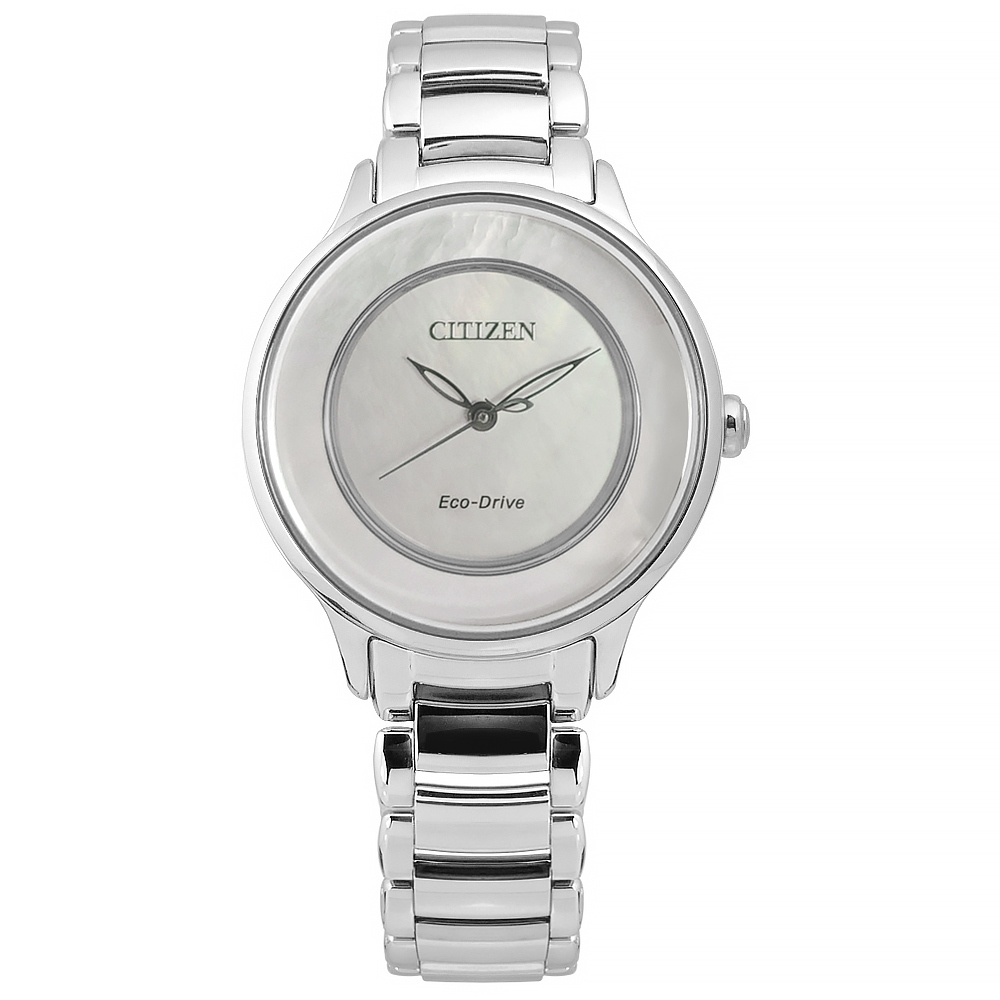 CITIZEN / L 光動能 珍珠母貝 藍寶石水晶玻璃 不鏽鋼手錶 銀白色 / EM0380-57D / 30mm