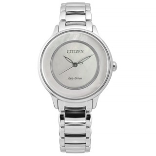 CITIZEN / L 光動能 珍珠母貝 藍寶石水晶玻璃 不鏽鋼手錶 銀白色 / EM0380-57D / 30mm