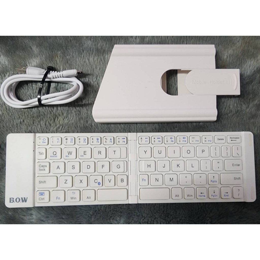 現貨免運充電異常零件機 航世 BOW HB022A 折疊無線藍牙鍵盤 ipad平板手機電腦通用辦公室小鍵盤 白色