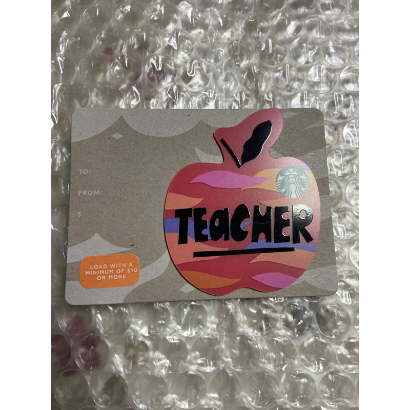 美國 星巴克隨行卡 2017 teacher 蘋果造型卡