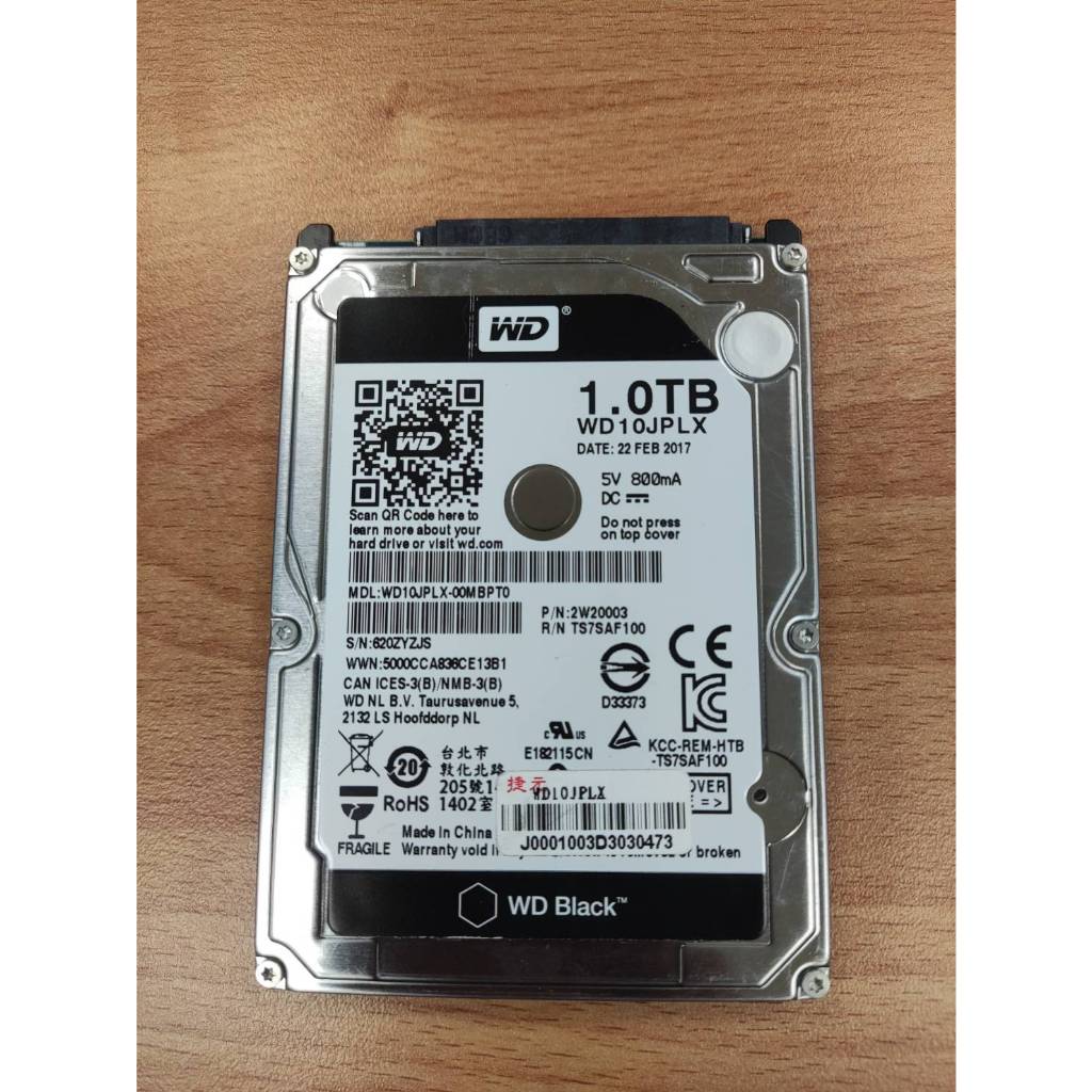 良品 筆電 硬碟 WD 黑標 低時數 SATA3 1T 1TB 2.5 吋 筆記型 電腦 儲存 磁碟 SSD 固態硬碟