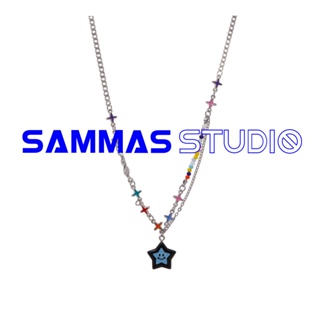 SAMMAS幸運星星彩色拼接項鍊女小眾設計感甜酷風多巴胺配飾鎖骨鏈