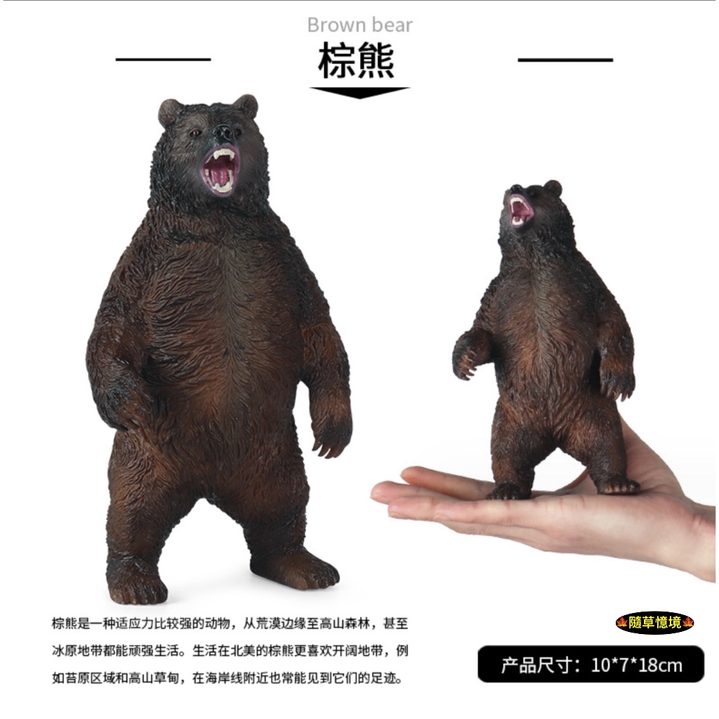 🍁（高品質畫工）仿真 大棕熊 棕熊 太陽熊 黑熊 熊 動物模型 野生動物 兒童玩具 益智 公仔 SPG 隨草憶境