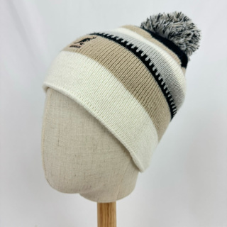 古著 KANGOL 袋鼠牌 老品 KANGOL 日版 刺繡Logo 條紋 雙層 厚版 粗針織 毛球 毛帽