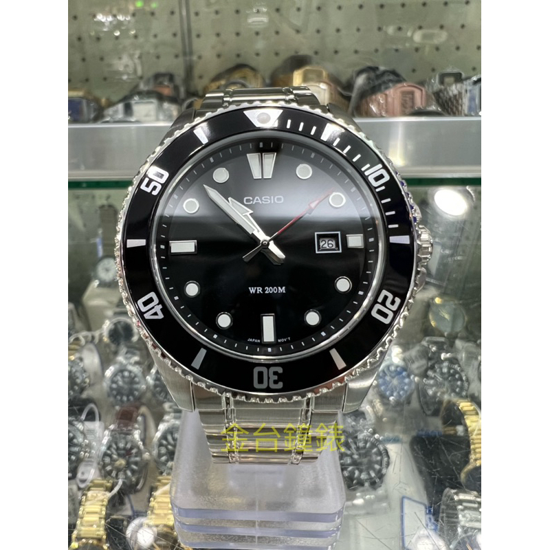 【金台鐘錶】CASIO 卡西歐 (黑) MDV-107D-1A1 劍魚二代 槍魚 黑水鬼 防水200米 不鏽鋼錶帶