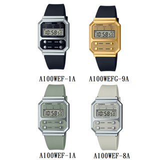 CASIO 復古風情數位電子樹脂腕錶 A100WEF A100WEFG-9A A100WEF-3A