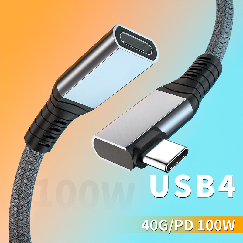 易控王 0.3~0.6米 USB4 Type-C公對母傳輸線 側彎頭 40Gbps (30-737-01~02)