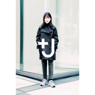 *已售出 UNIQLO +J 女裝 雙面織紋 雙排釦大衣 446355 XS 深藍 JIL SANDER 優衣庫
