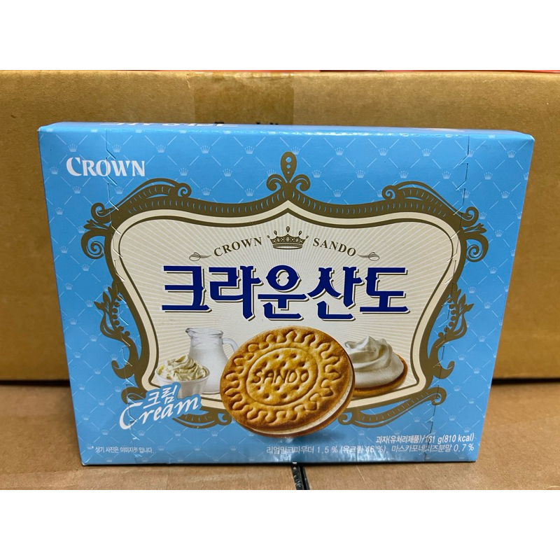 *現貨*韓國🇰🇷 CROWN 皇冠 夾心餅乾 牛奶口味161g(1盒/8入)