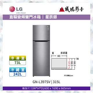 LG 樂金 直驅變頻雙門冰箱目錄 | 星辰銀/315公升 | GN-L397SV >>現貨降價<< 歡迎聊聊~