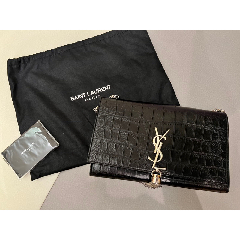 SAINT LAURENT Medium Kate YSL 皮革 流蘇 鱷魚紋 肩背包