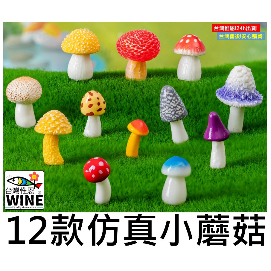WINE台灣惟恩 微景觀 12款仿真小蘑菇 蘑菇 香菇 香菇頭 菇 多肉 盆栽裝飾