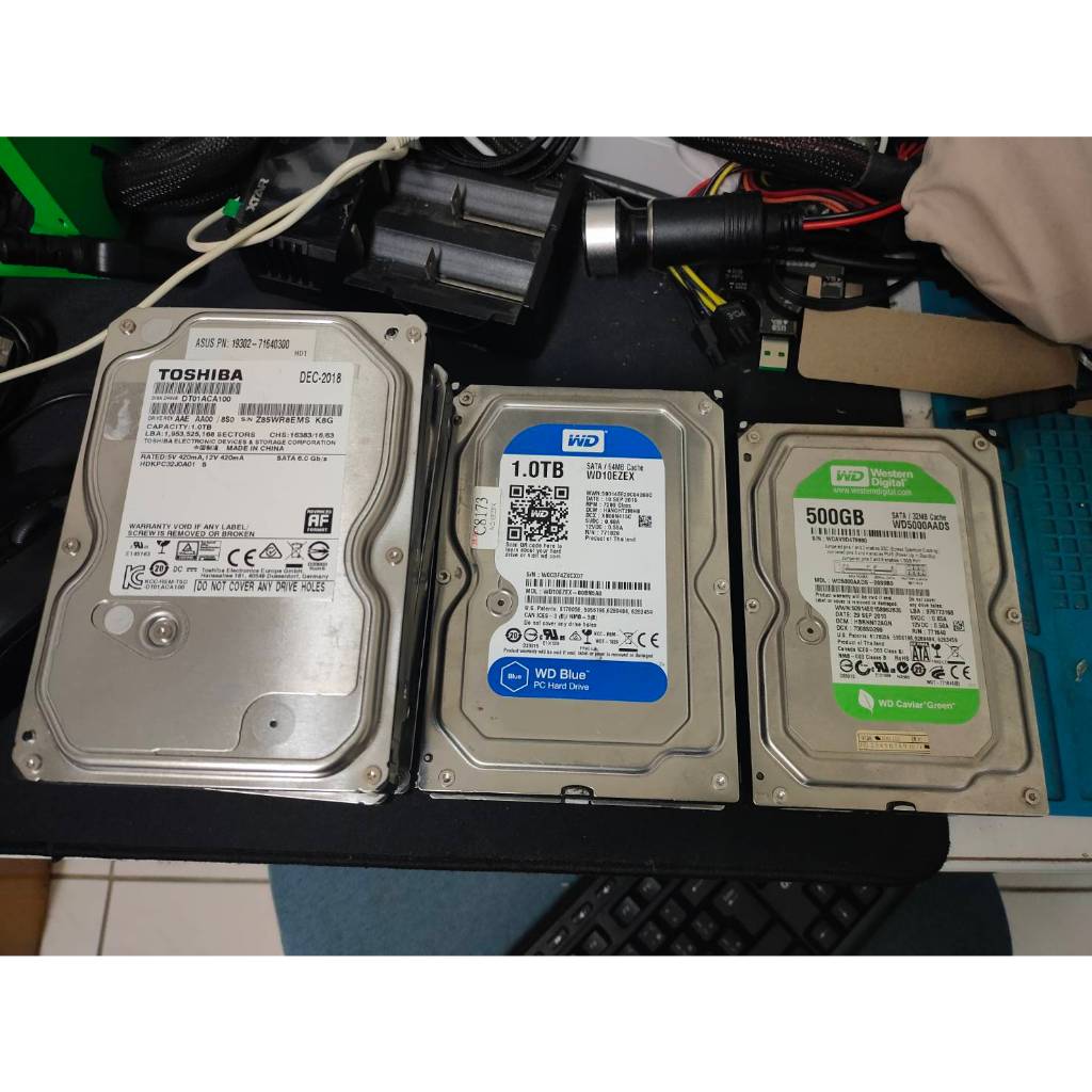 (二手良品)機械硬碟 HDD 3.5吋 1T 500G WD Toshiba 藍標 綠標 SSD