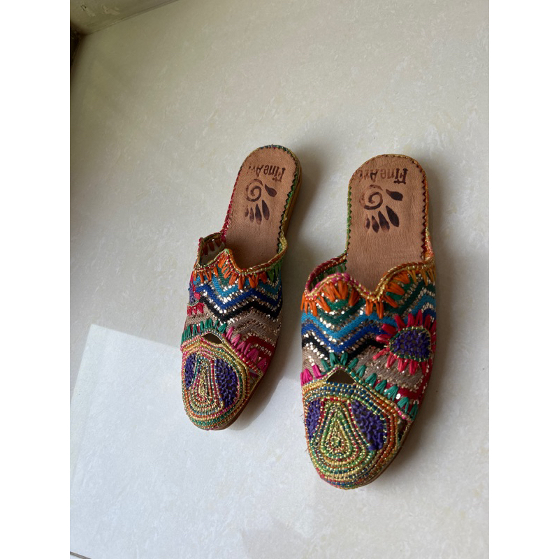 摩洛哥手工皮制拖鞋，35碼
