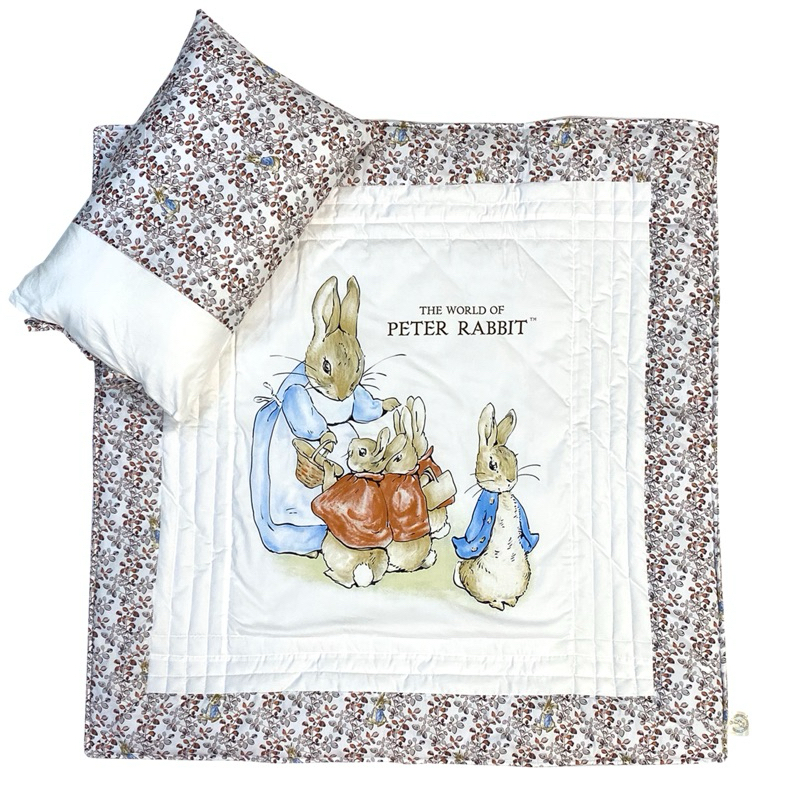 全新 比得兔 彼得兔 1929 天使眼淚絲毯+小枕兒童旅行組 附同款花色收納提袋