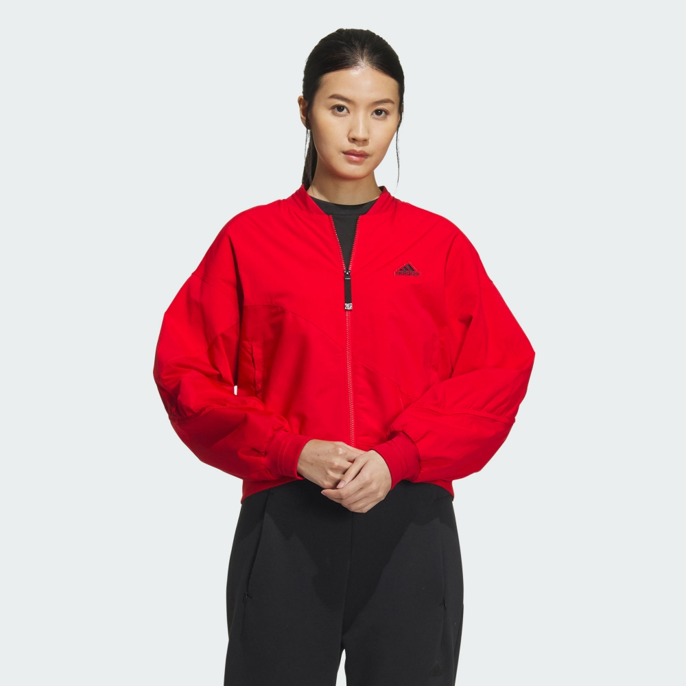 【RTG】ADIDAS CNY BOMBER JACKET 飛行外套 紅色 拼接 按扣口袋 女款 IM8873