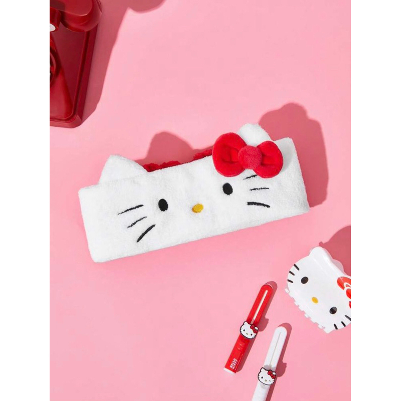 現貨HELLO KITTY 紅色白色毛絨可伸縮髮帶