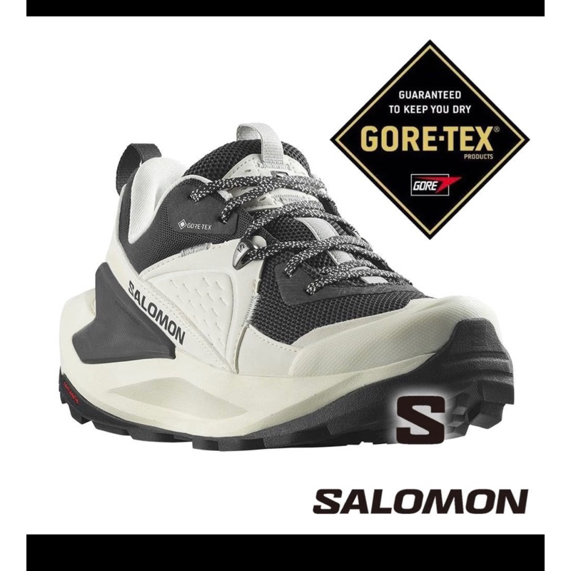 Salomon 女 ELIXIR Goretex 低筒野跑鞋 香草白（只穿過一次 9成新）#L47296700#跑鞋