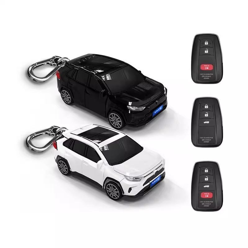 【免費客制車牌】 RAV4鑰匙套 汽車模型鑰匙保護殼扣帶燈光個性禮物 豐田Toyota 鑰匙皮套 汽車模型鑰匙殼 鑰匙包
