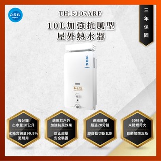 【私訊聊聊最低價】大亞專業廚具設計 莊頭北 TH-5107ARF 10L加強抗風型熱水器 TH5107ARF