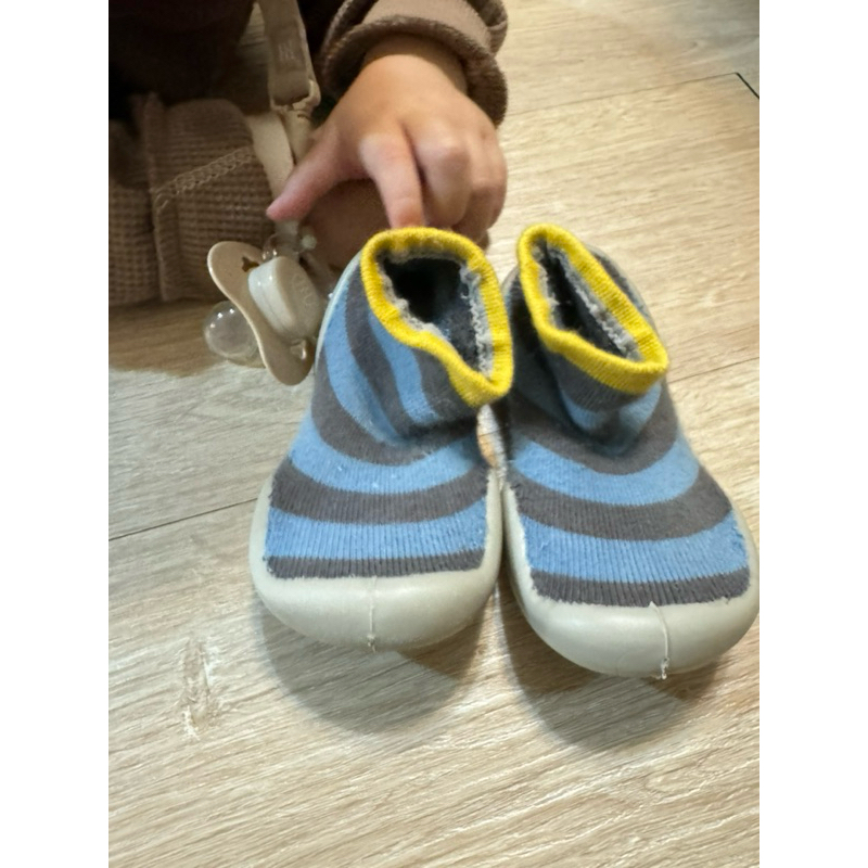 售嬰幼學步鞋 Collegien 法國鞋襪_藍灰條紋