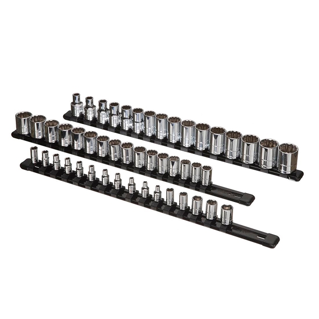 愛森諾工具 Arsenal Tool/ 外銷出清品3件式鋁製套筒收納架 可收納2 3 4 分套筒各16顆總共可收納48顆