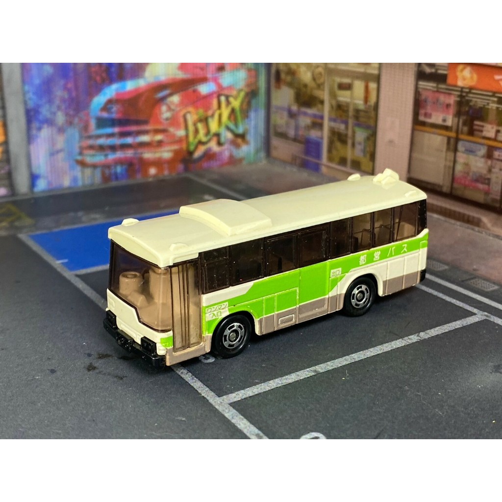 TOMICA-A14-無盒戰損-舊款東京都營巴士 綠線米黃