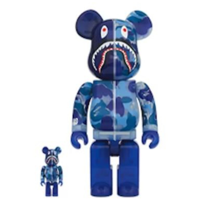 全新 Be@rbrick BEARBRICK BAPE clear camo shark blue 400% 100%