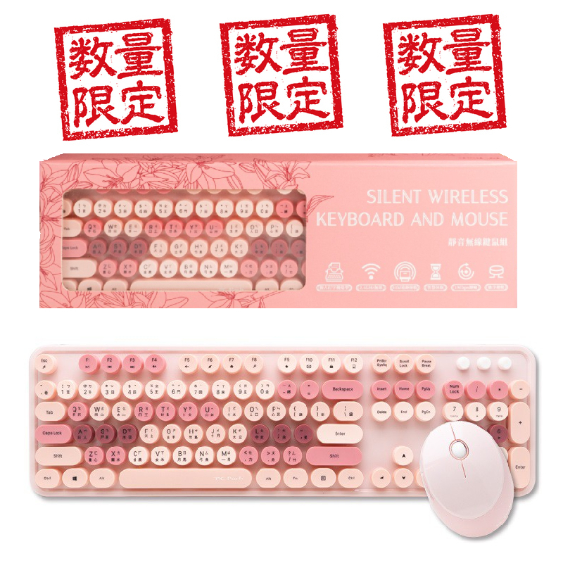 【二手現貨】PC Park D300 無線鍵鼠組 粉紅色系 復古打字機 可愛 輕巧 鍵盤 滑鼠 狀況良好 便宜轉售