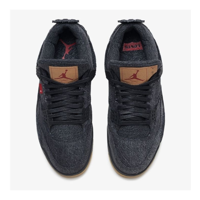 全新正版Nike Air Jordan 4 Retro Levi's Black 復古籃球鞋大童6y/女款24CM