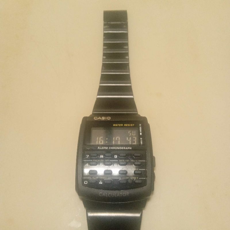 二手 / Casio 卡西歐  CA-506 計算機  反轉液晶 反顯 黑底 白字 電子錶 手錶 ca506