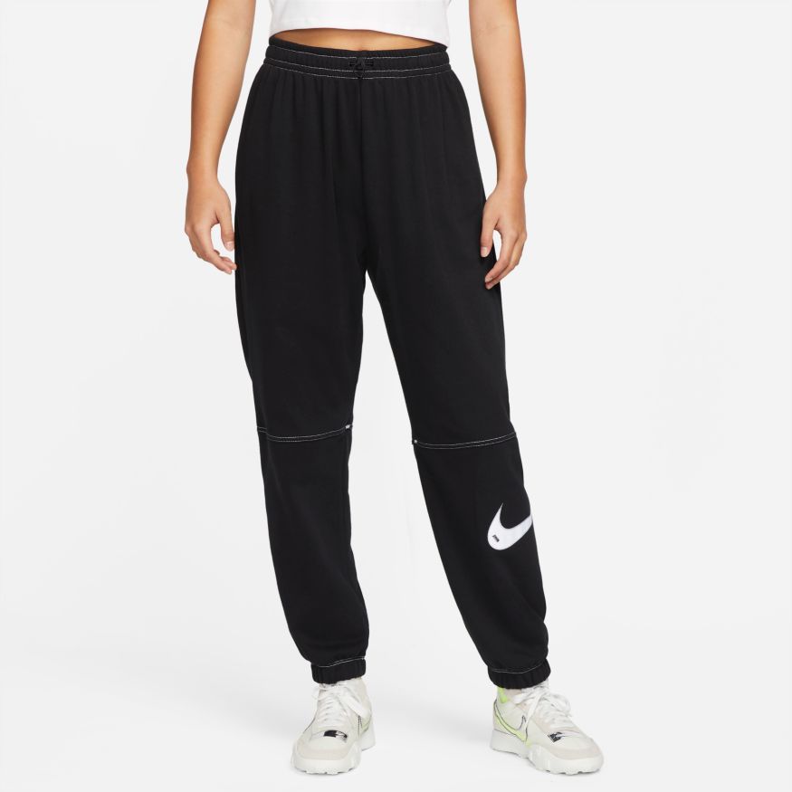 [65折代購] Nike NSW 女款 黑 縮口褲 反車線 寬鬆 針織 拉繩 鬆緊褲頭 DM6206-010
