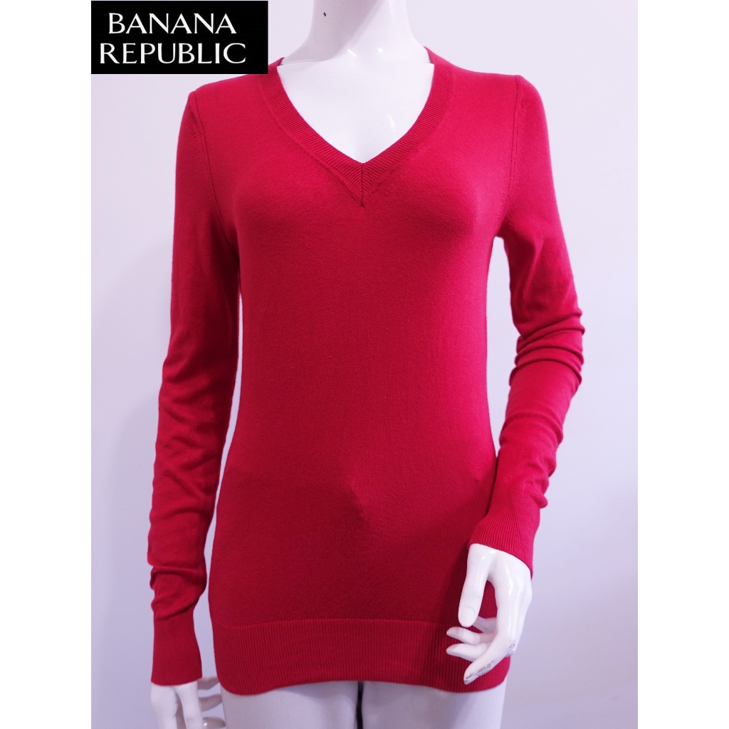 ☆一身衣飾☆ 美國品牌【Banana Republic 香蕉共和國】深紅色 V領 針織衫~直購價299~🍒元/8