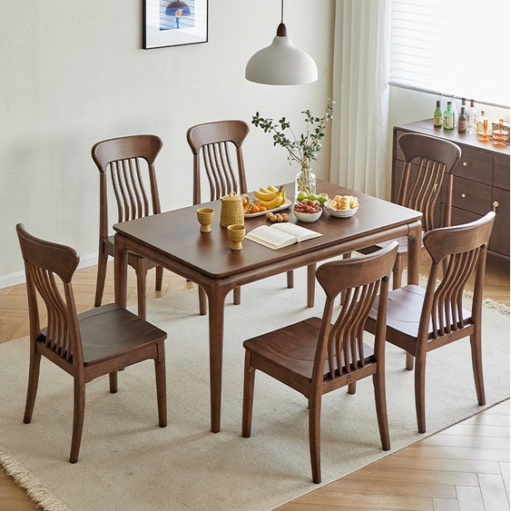 餐桌 書桌 實木桌  全實木餐桌椅組合黑胡桃木家用現代簡約長方形小戶型純原木飯桌子